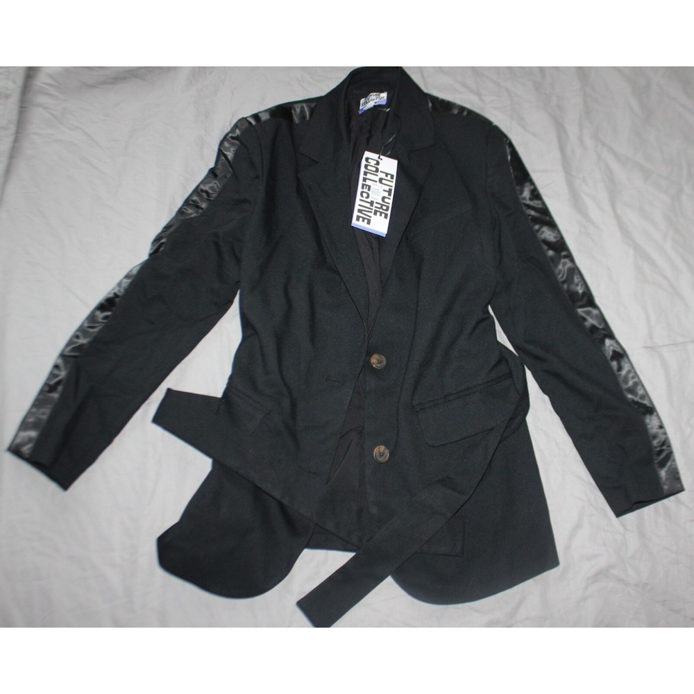 Kahlana Barfield Brown Tie-Front Blazer XXS Black Future Collective A3